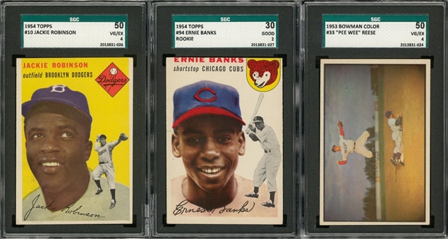 1953-1954 Topps and Bowman Color Hall of Famers SGC-Graded Trio (3 Different) 